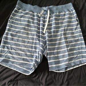Blue and White Striped Shorts